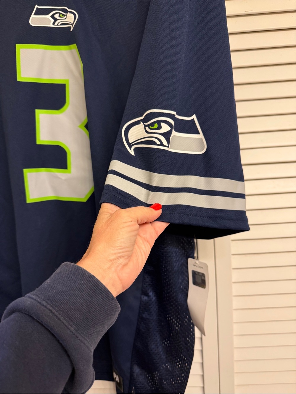 NFL Seattle Seahawks Men’s XL Navy and Neon Green #3 Football Wilson Jersey